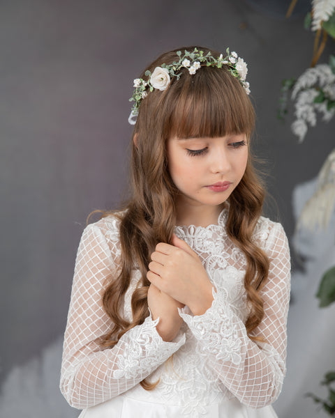 First holy communion flower crown