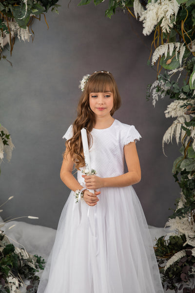 Holy communion flower set - headband, bracelet, candle decoration