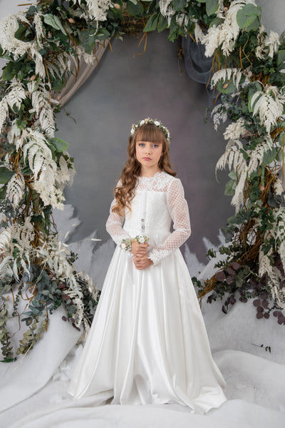 First holy communion set - crown, bracelet, belt, candle decoration