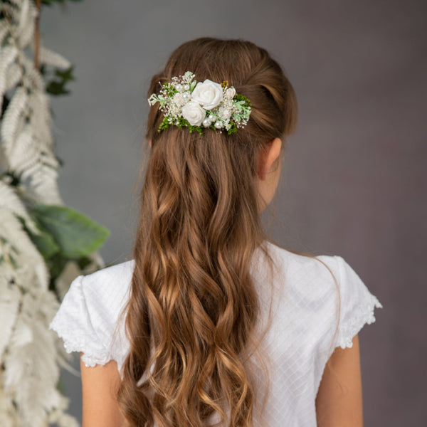 First holy communion clip with roses and pearls