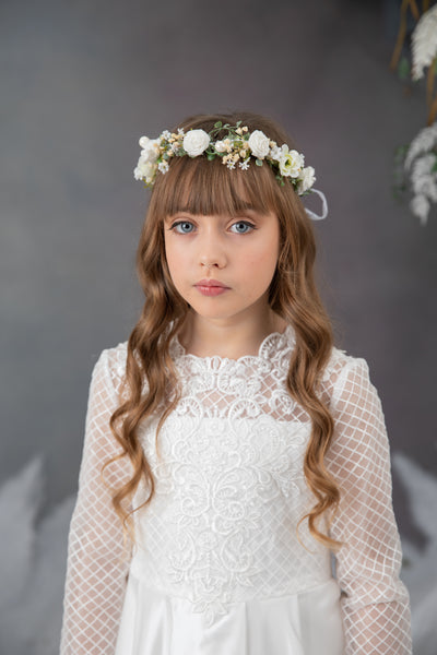 First communion flower crown with roses