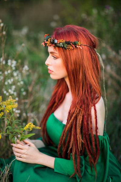 Burnt orange autumn flower wreath