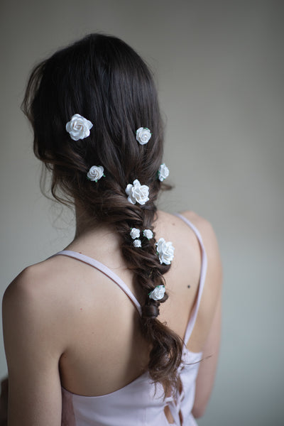 White rose hairpins