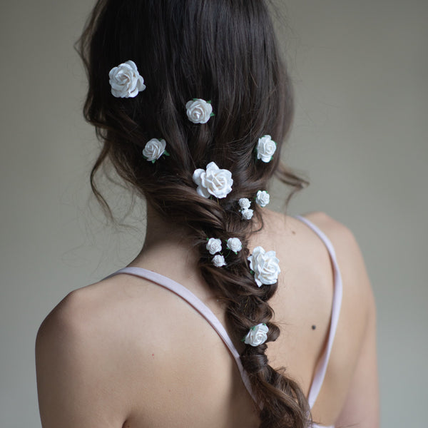 White rose hairpins