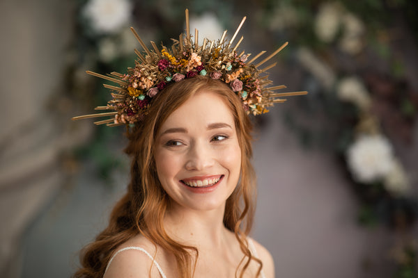 Autumn flower halo crown