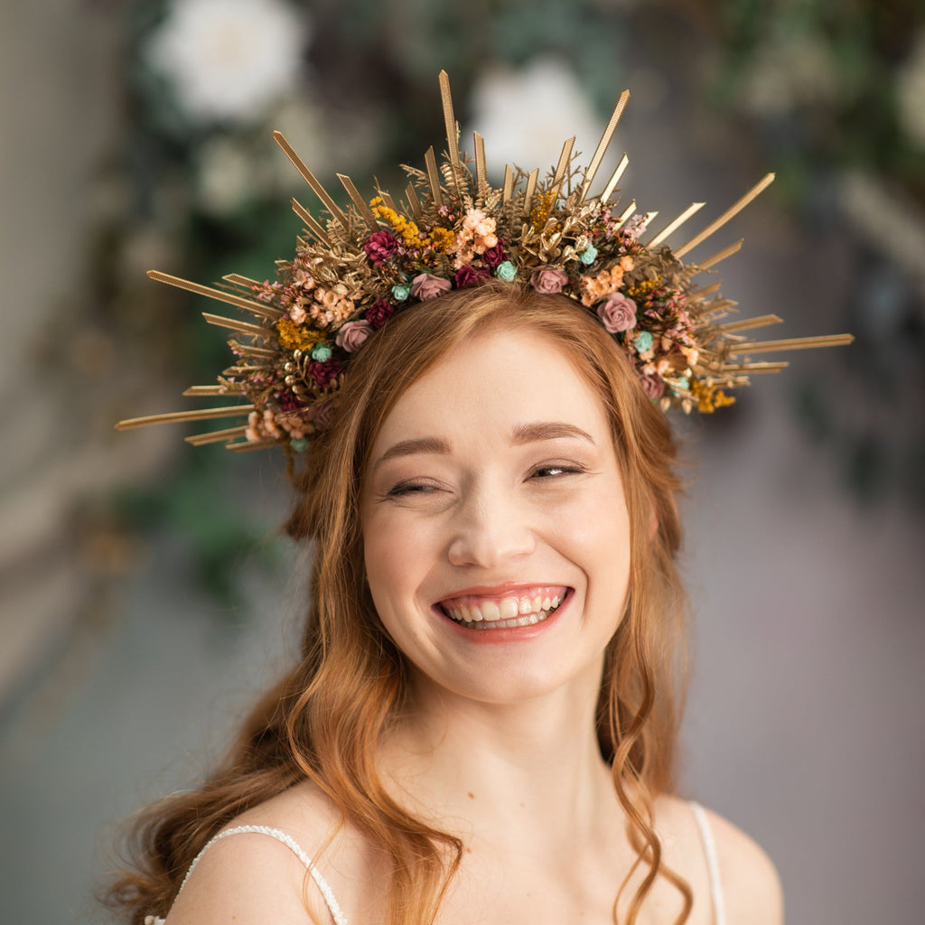Autumn flower halo crown