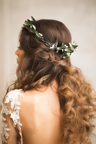 Greenery wedding set of hair comb and wreath 2021 wedding Rustic wedding hair crown Olive leaves wreath Customisable Magaela accessories