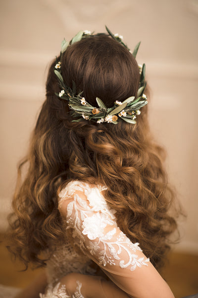 Greenery wedding set of hair comb and wreath 2021 wedding Rustic wedding hair crown Olive leaves wreath Customisable Magaela accessories