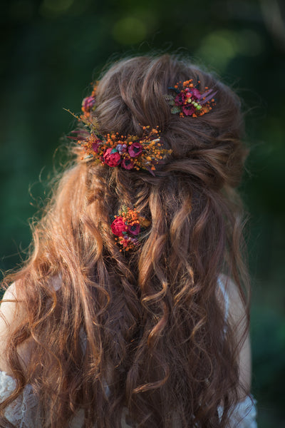 Autumn flower hairpins