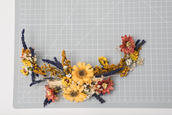 Flower bridal hair vine Yellow Lavender Rusty orange wedding vine Hair flowers Sunflower vine for bride headpiece Magaela handmade