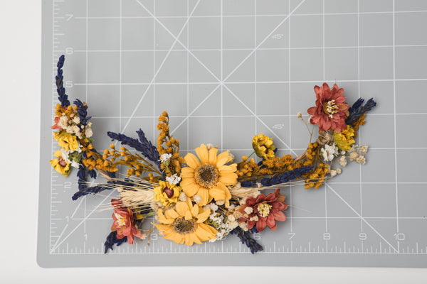 Flower bridal hair vine Yellow Lavender Rusty orange wedding vine Hair flowers Sunflower vine for bride headpiece Magaela handmade