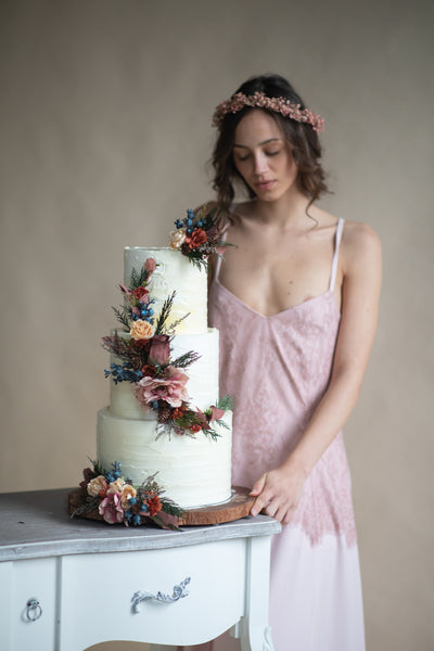 Woodland flower wedding cake toppers