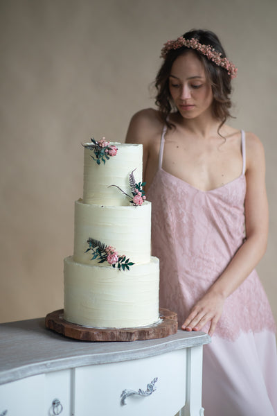 Pink flower wedding cake toppers