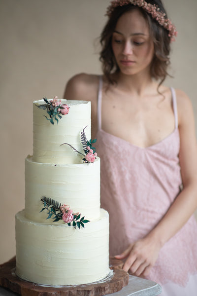 Pink flower wedding cake toppers