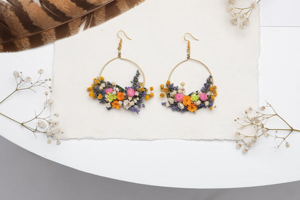 Meadow colourful flower earrings