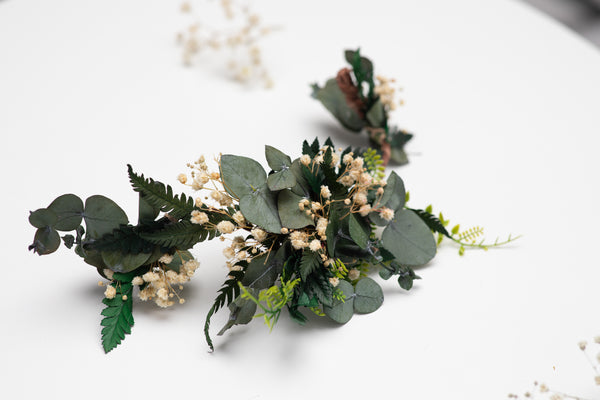 Greenery bendable bridal vine with baby's breath Bridal accessories Eucalyptus flower comb Wedding hair comb Flexible Shapable hair vine