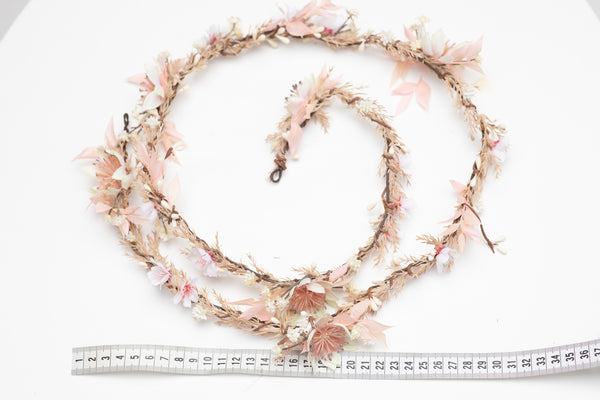 Blush wedding hair garland Bridal flower vine Ivory and pink flower headpiece Shapeable flower garland Flexible Bendable wreath Magaela