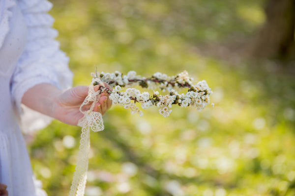 Preserved bridal hair wreath Natural dried flowers ivory hair crown Wedding beige flower wreath Flower jewellery Ivory wedding Magaela