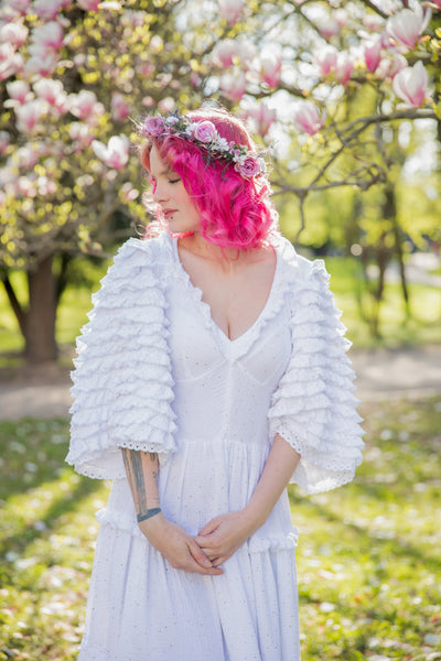 Romantic pink flower hair crown Bridal flower wreath Blush rose Hair flowers Bridal headpiece Boho wreath Magaela Wedding 2021 natural crown