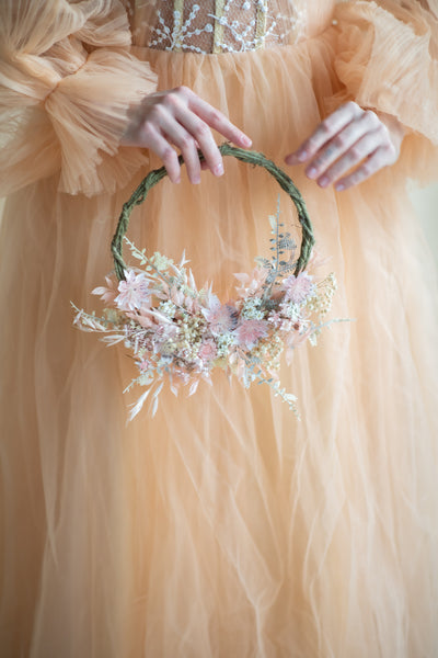 Blush flower hoop bouquet