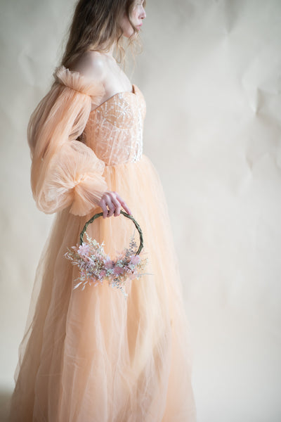 Blush flower hoop bouquet