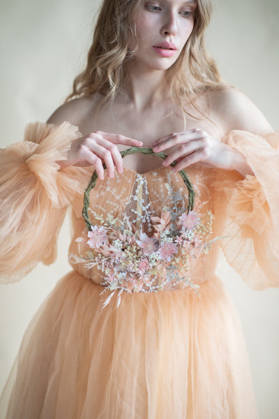 Blush flower hoop bouquet