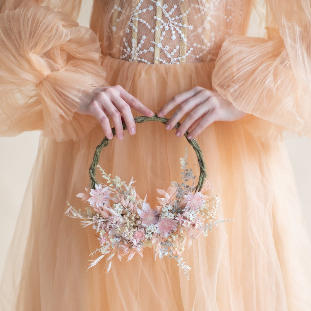 Blush flower hoop bouquet