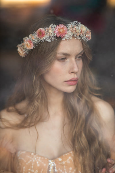 Dried rustic flower crown