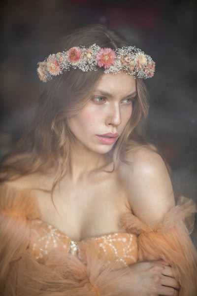 Dried rustic flower crown
