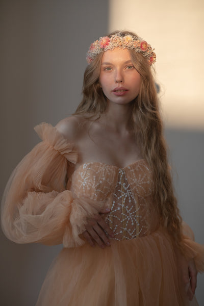 Dried rustic flower crown