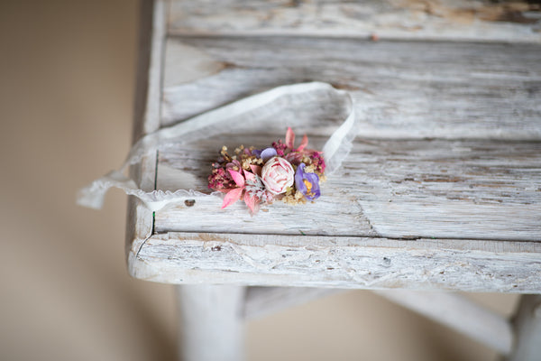 Pink peony wedding flower garter