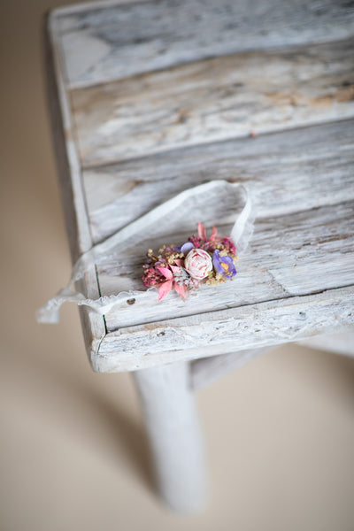 Pink peony wedding flower garter