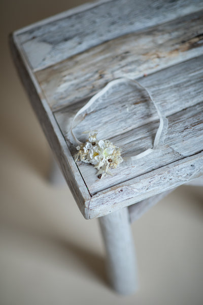 White and ivory wedding flower garter