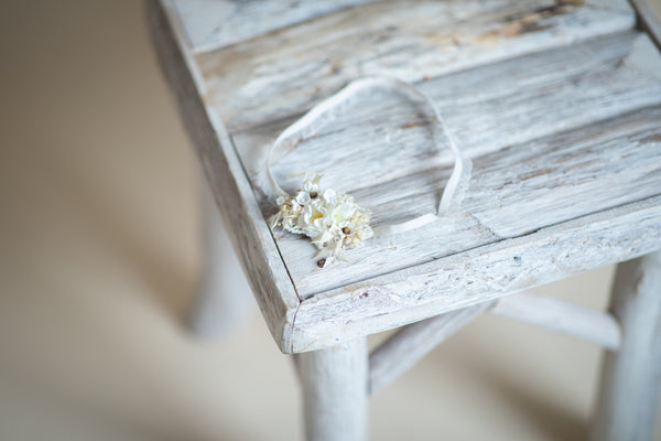 White and ivory wedding flower garter
