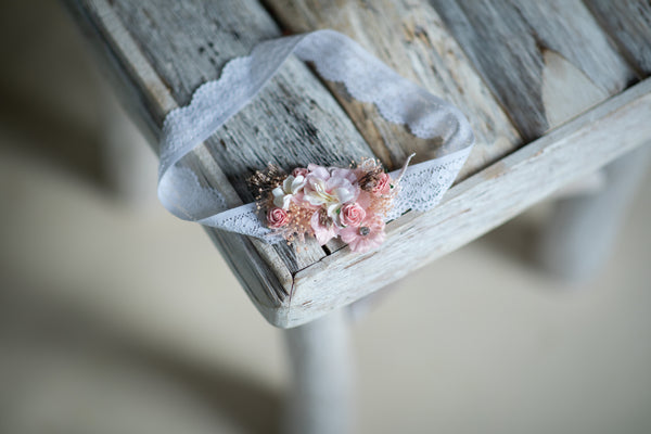 Pink and white wedding lace garter