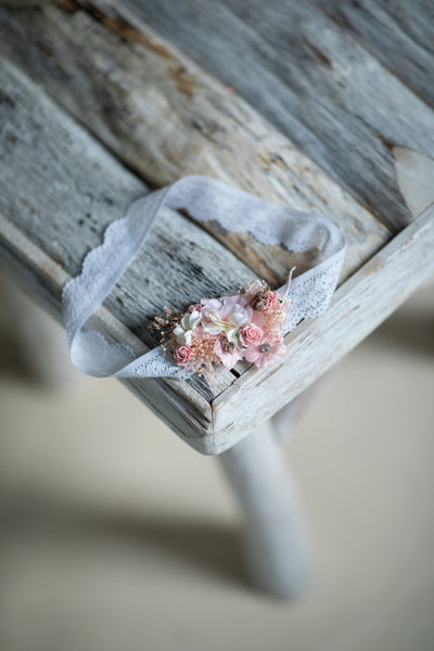 Pink and white wedding lace garter