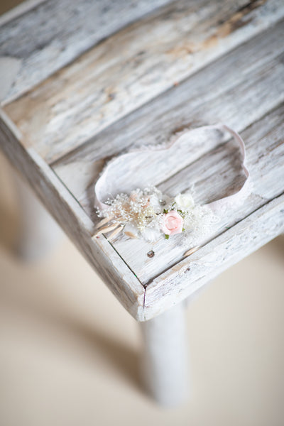 Romantic blush and white bridal garter