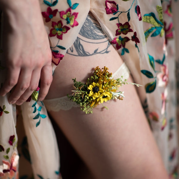 Sunflower bridal lace garter