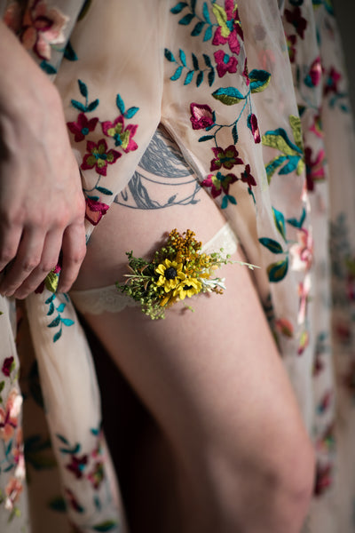 Sunflower bridal lace garter