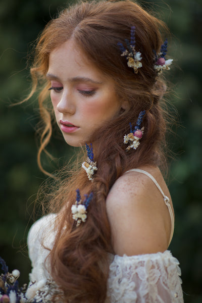 Dried lavender flower hairpins
