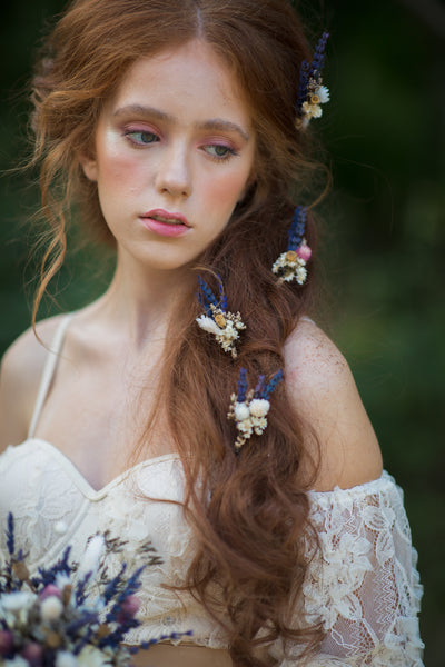 Dried lavender flower hairpins