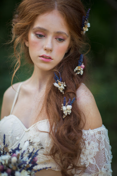 Dried lavender flower hairpins