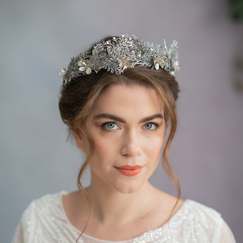 Elegant silver flower hair crown