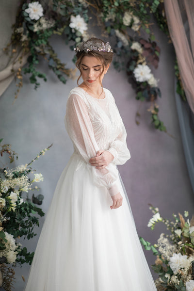 Elegant silver flower hair crown