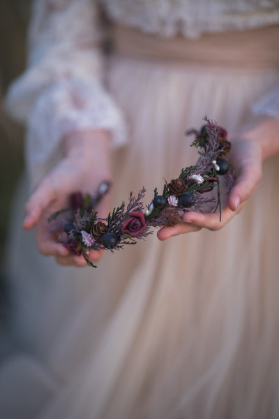 Woodland flower half wreath