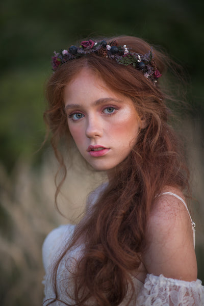 Woodland flower half wreath