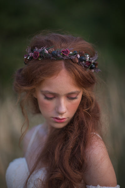 Woodland flower half wreath