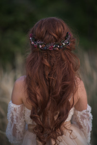 Woodland flower half wreath