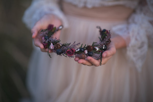 Woodland flower half wreath