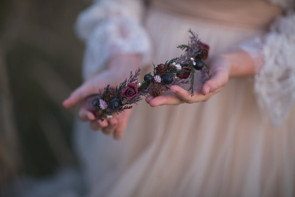 Woodland flower half wreath